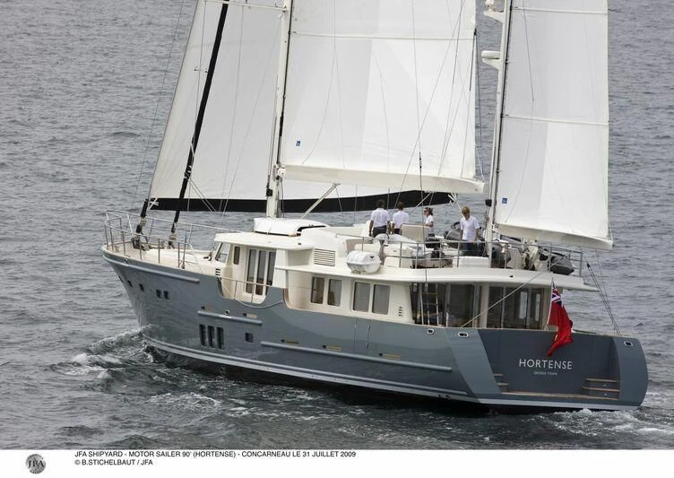 a boat on the water aboard HORTENSE Yacht for Sale