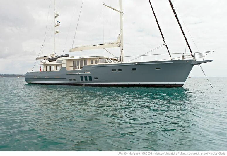 a boat in the water aboard HORTENSE Yacht for Sale