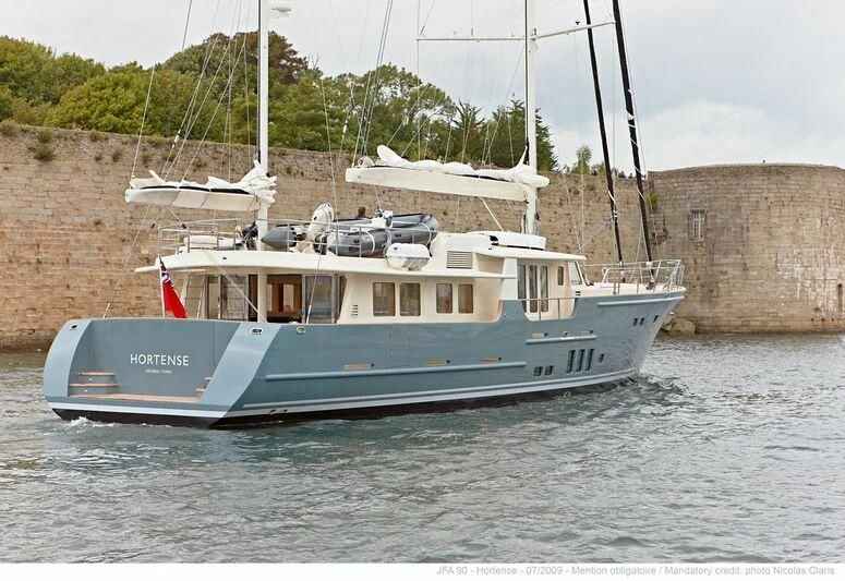 a boat on the water aboard HORTENSE Yacht for Sale