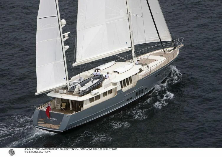 a boat on the water aboard HORTENSE Yacht for Sale