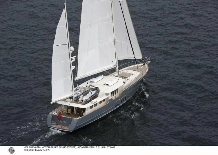 a boat on the water aboard HORTENSE Yacht for Sale