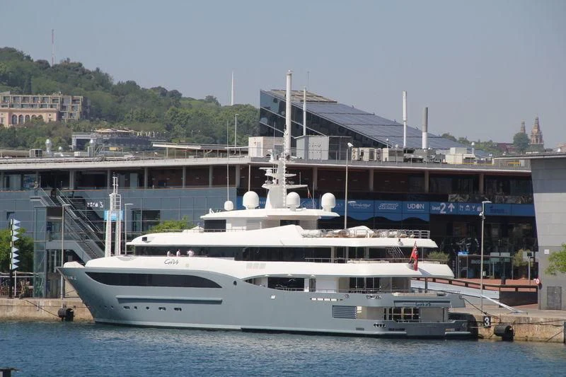 a large white boat aboard CONSTANCE Yacht for Sale