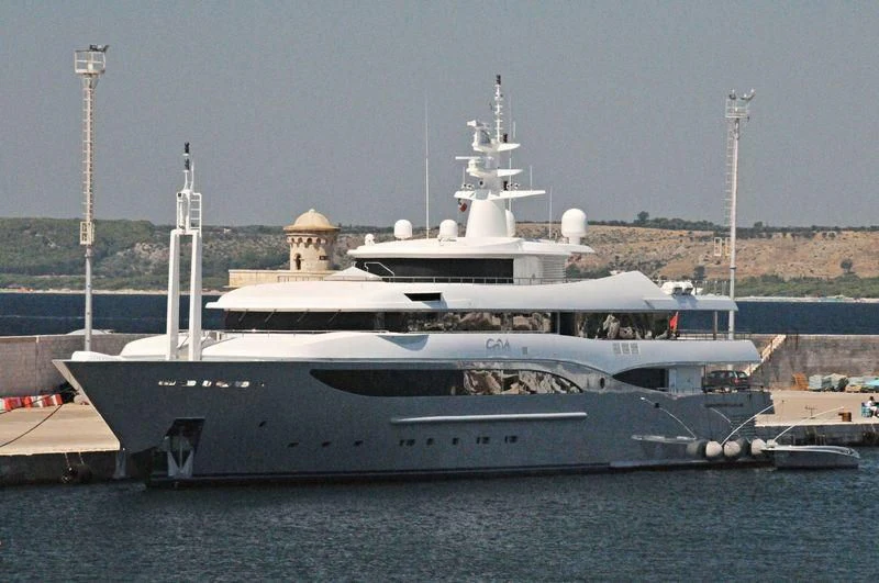 a large white ship aboard CONSTANCE Yacht for Sale