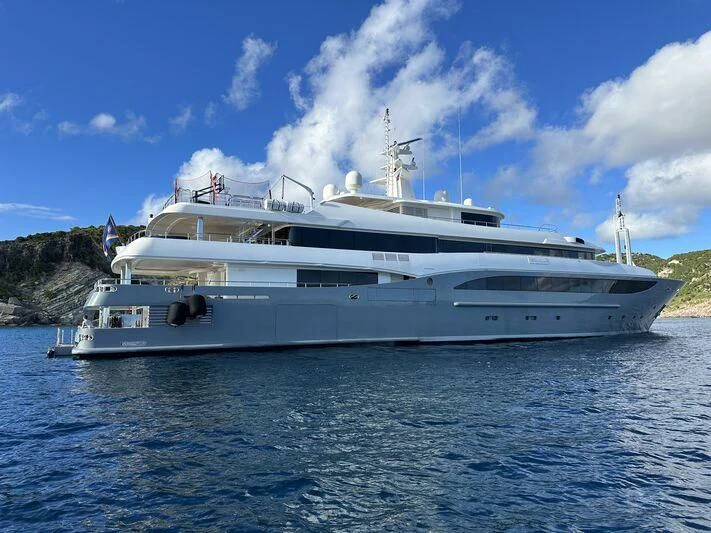 a large white yacht aboard CONSTANCE Yacht for Sale