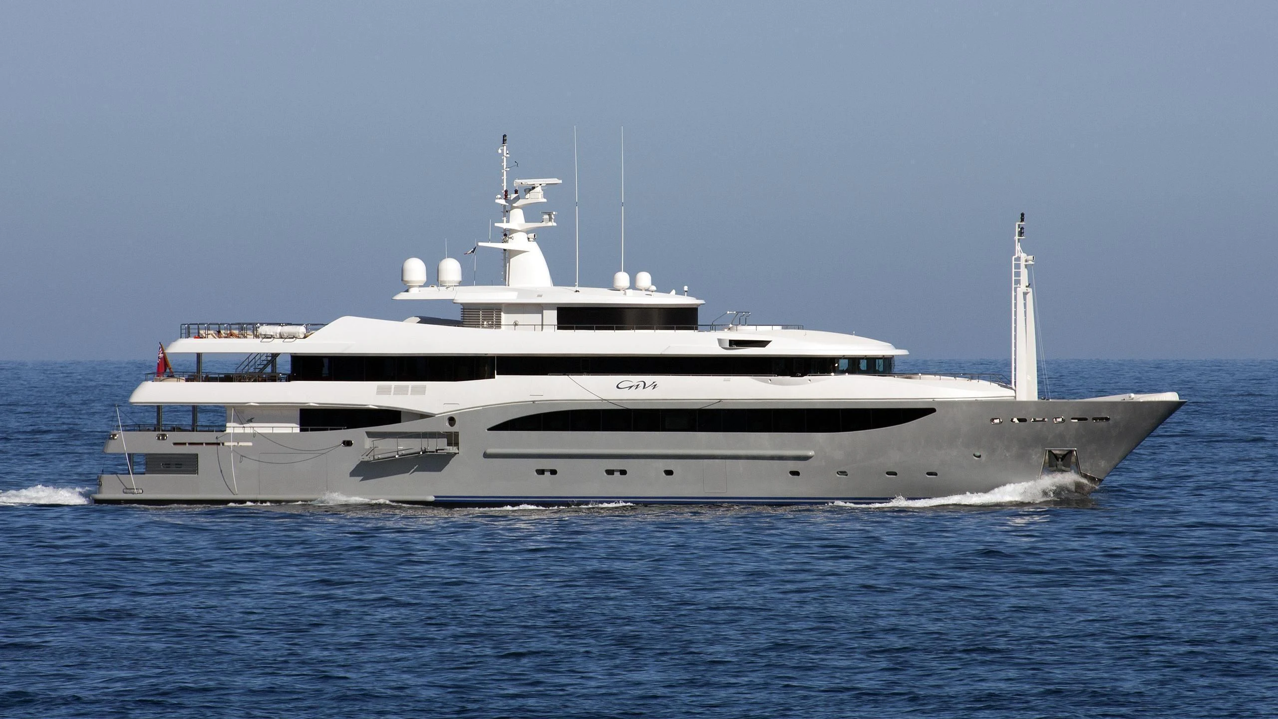 a large white ship in the water aboard CONSTANCE Yacht for Sale