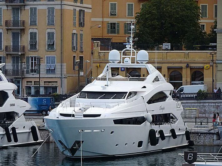 a boat docked at a pier aboard ANYUTA Yacht for Sale