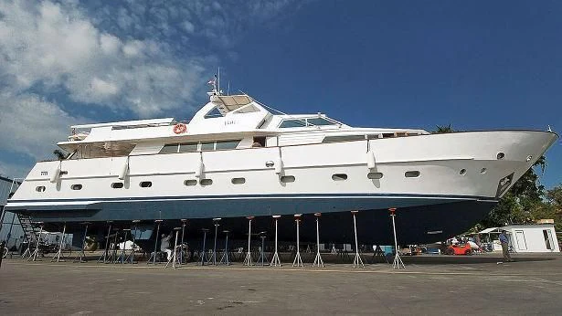a large cruise ship docked aboard TROTTER Yacht for Sale
