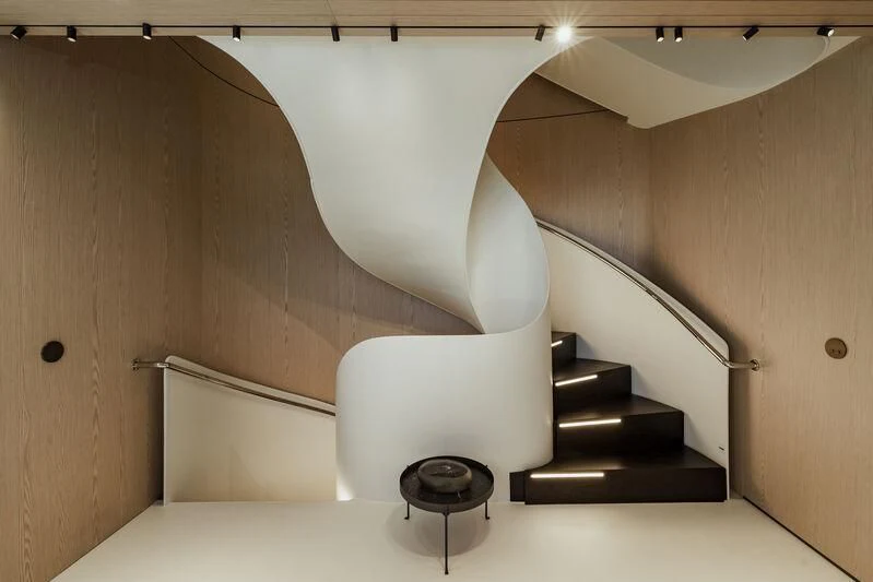 a staircase in a room aboard VIRTUOSITY Yacht for Sale