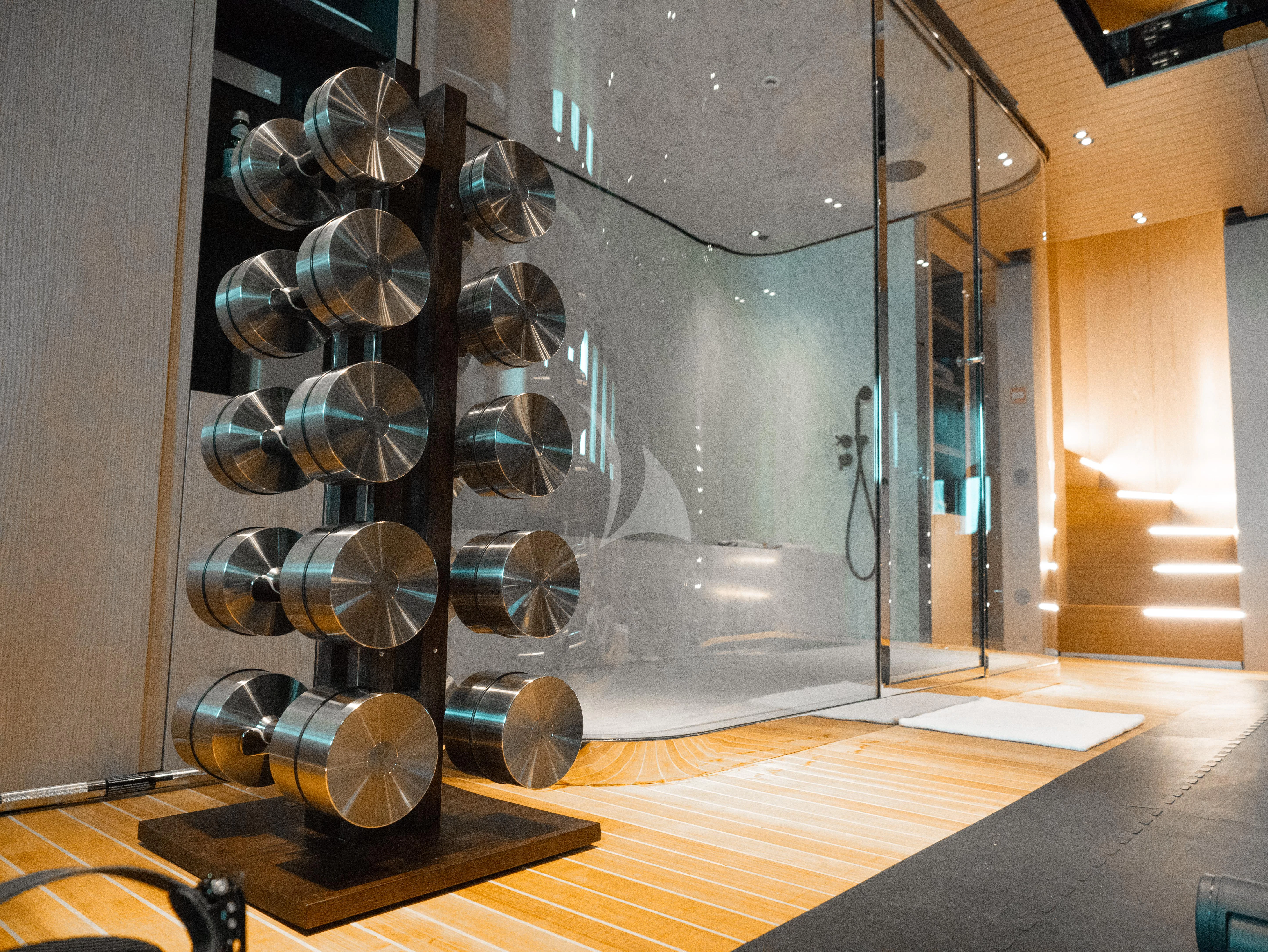 a large metal machine aboard VIRTUOSITY Yacht for Sale