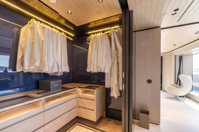 a room with a counter and sinks aboard VIRTUOSITY Yacht for Sale