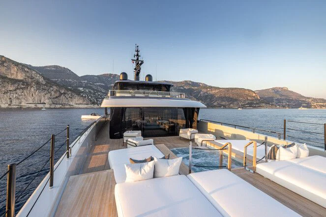 a boat on a body of water aboard VIRTUOSITY Yacht for Sale