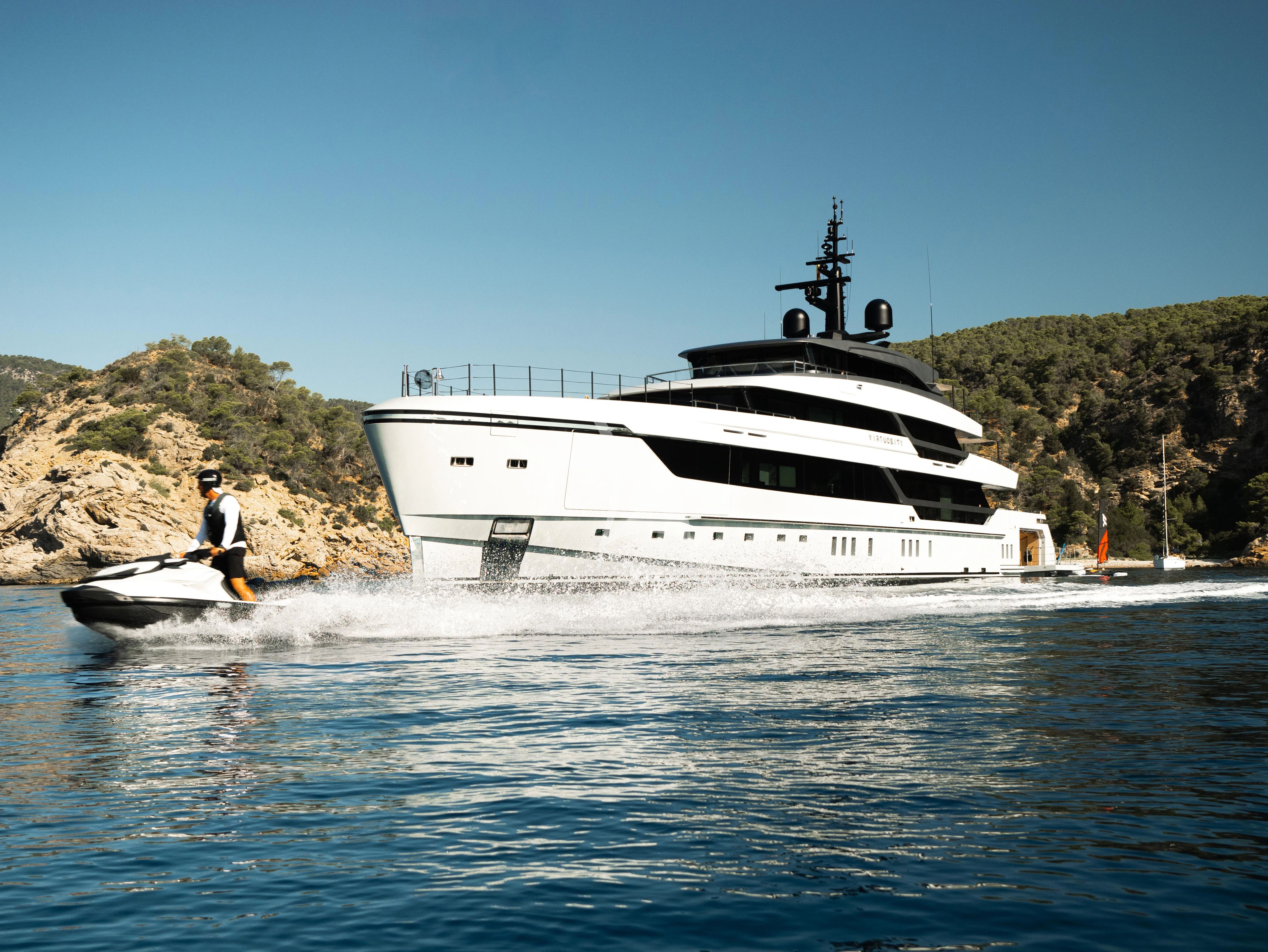 a boat on the water aboard VIRTUOSITY Yacht for Sale