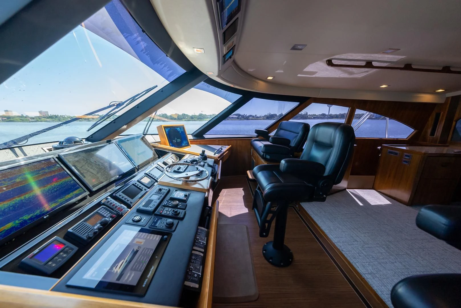 inside view of a cockpit aboard SIR' REEL Yacht for Sale