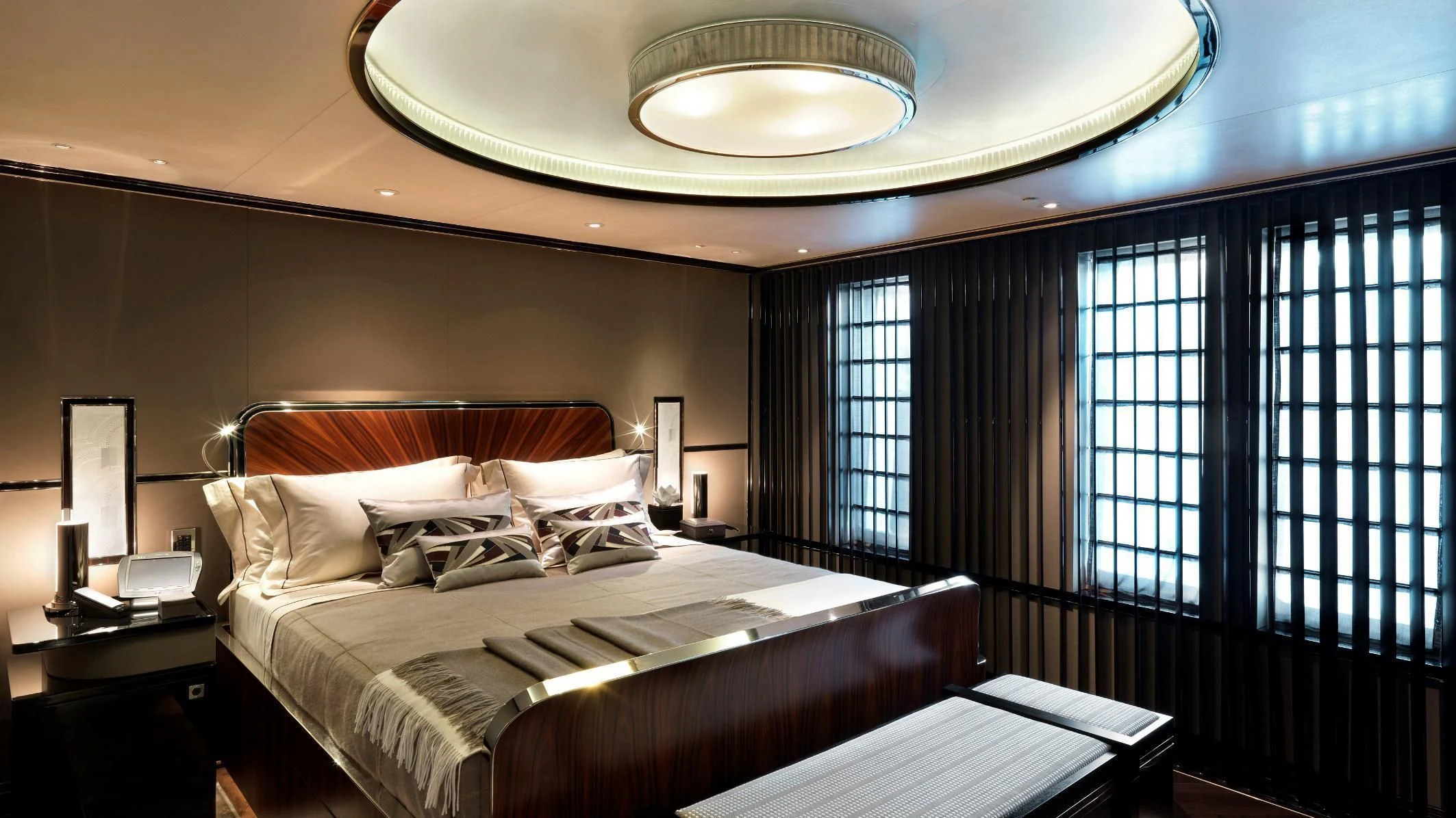 a room with two beds aboard SEALION Yacht for Sale