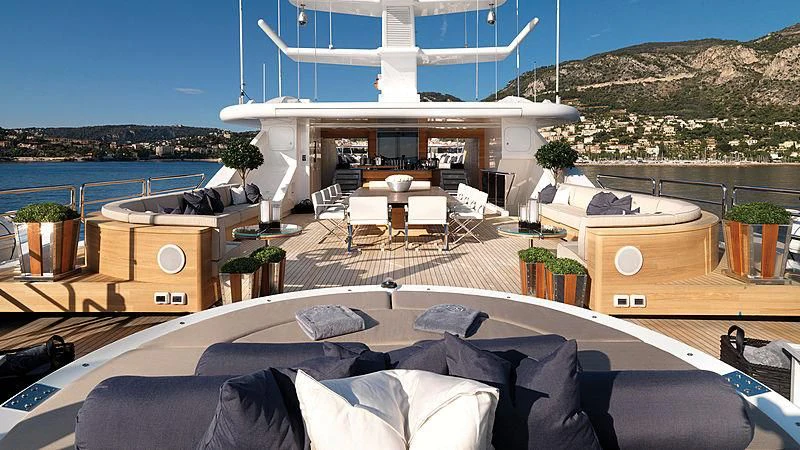 a large patio with a pool aboard SEALION Yacht for Sale