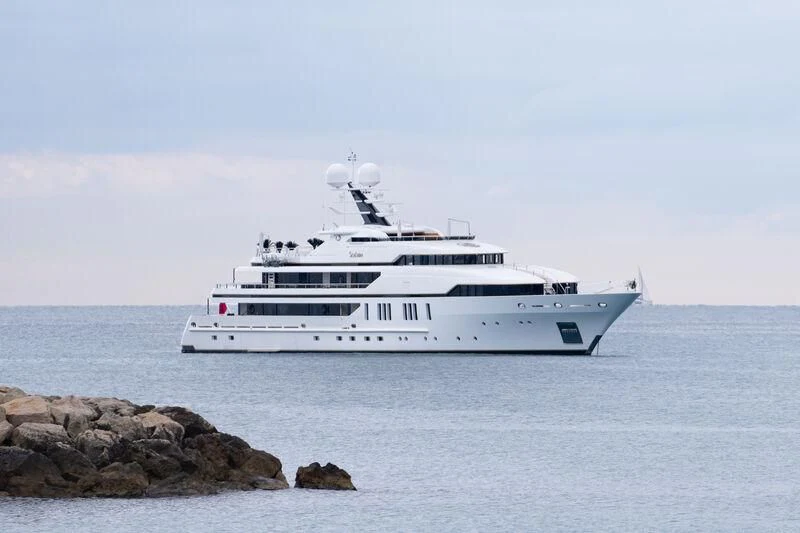 a white yacht in the water aboard SEALION Yacht for Sale