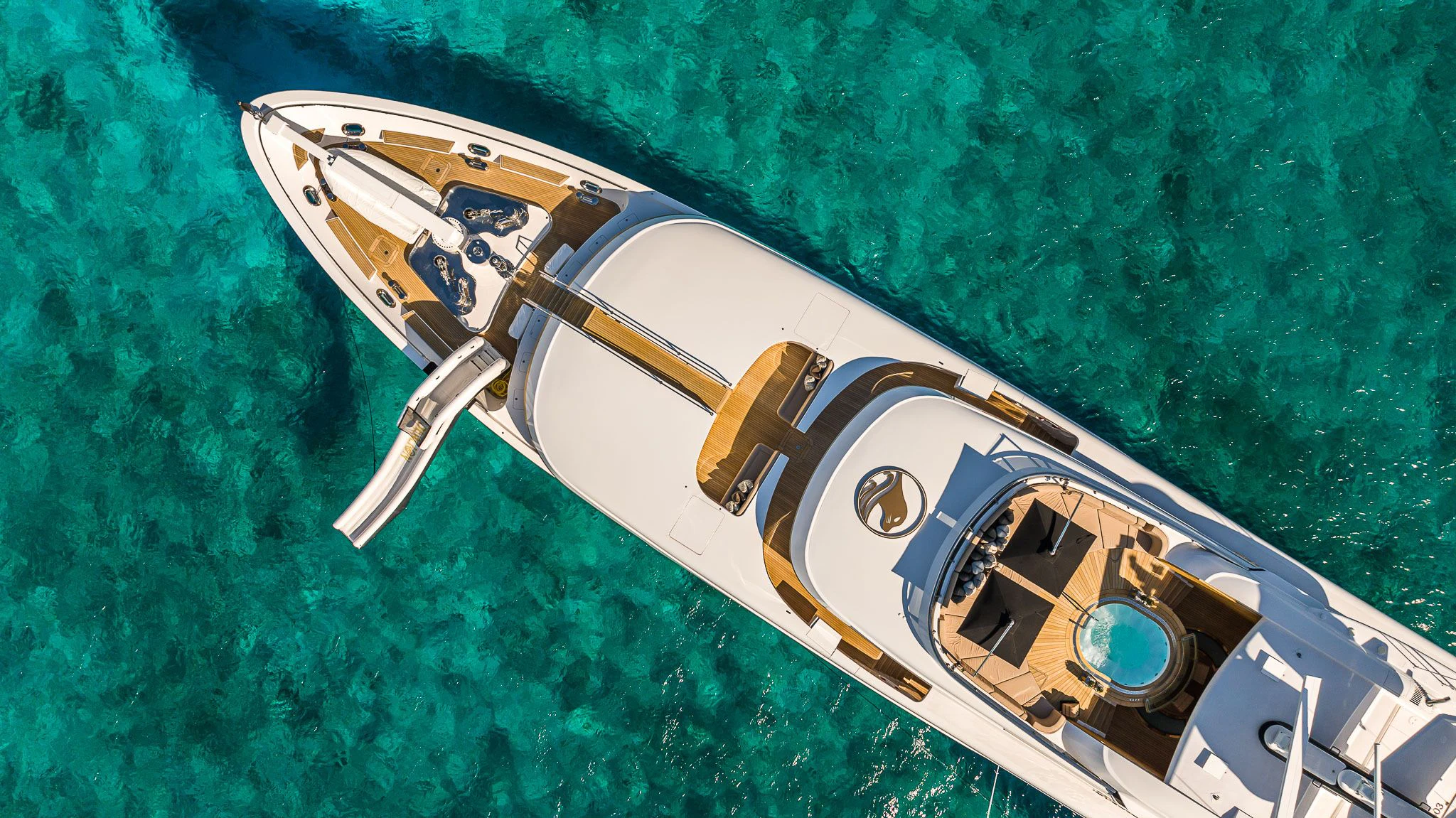 a space ship in the water aboard SEALION Yacht for Sale