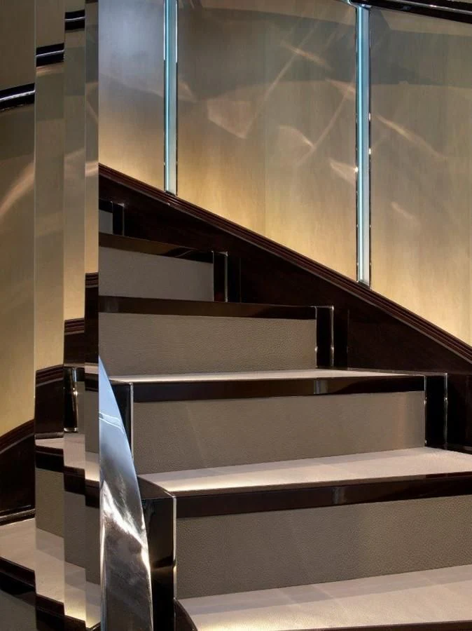 a room with a glass wall aboard SEALION Yacht for Sale