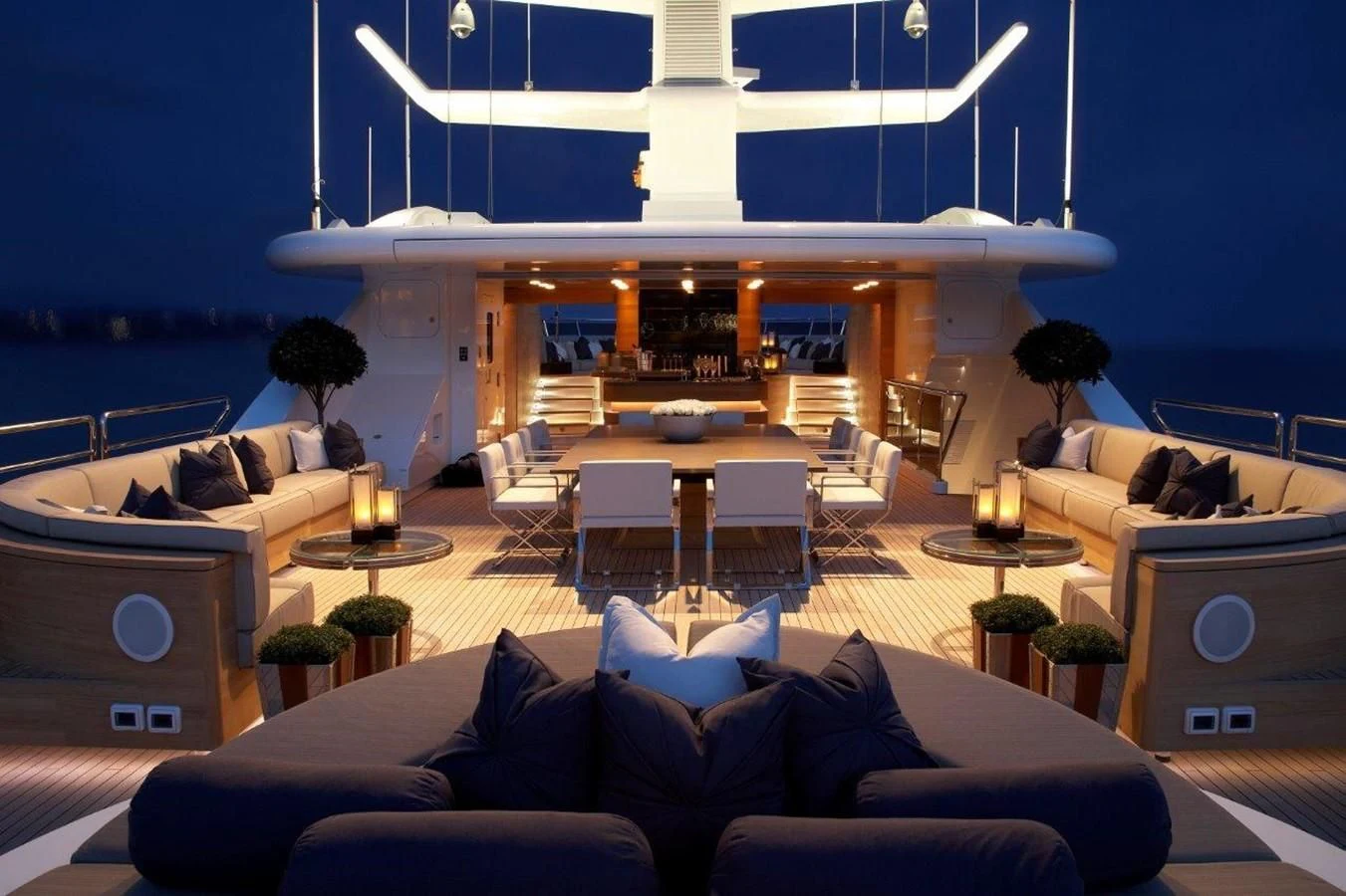 a living room with a large window aboard SEALION Yacht for Sale