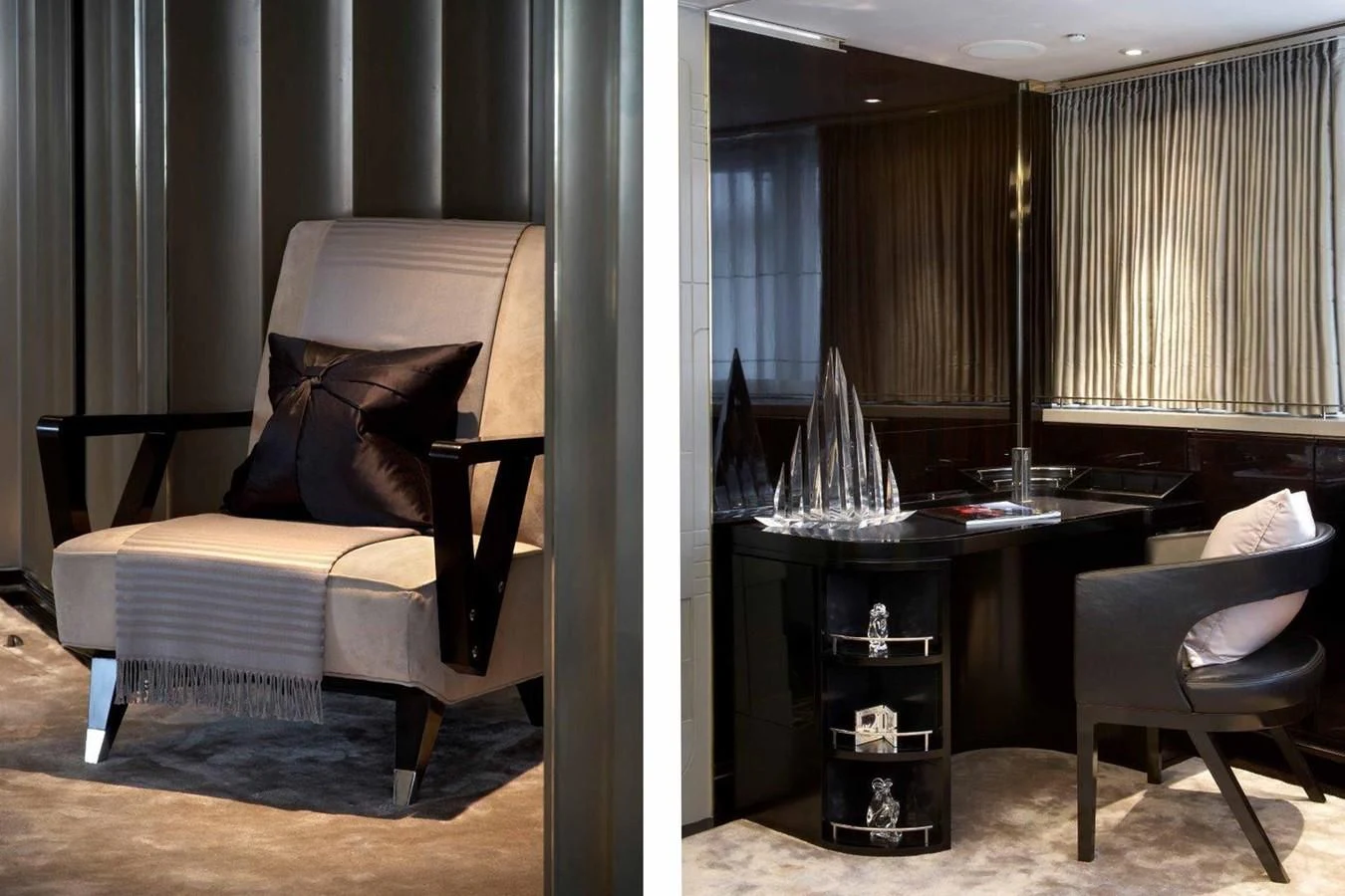 a room with a couch and a table aboard SEALION Yacht for Sale