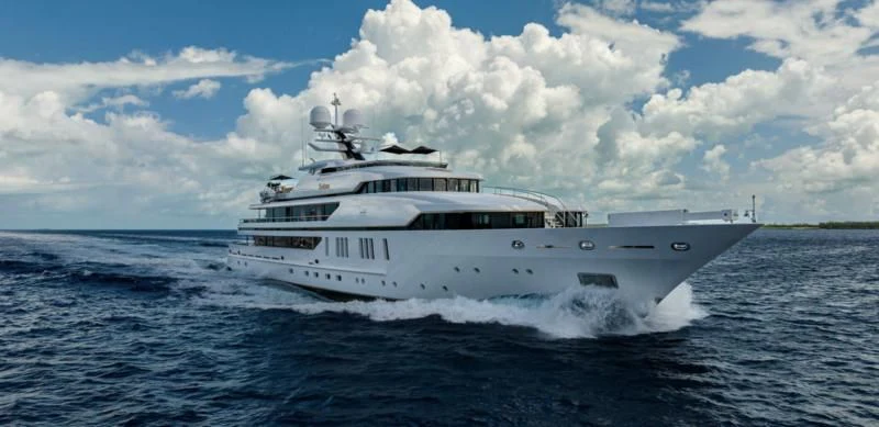 a white boat in the water aboard SEALION Yacht for Sale