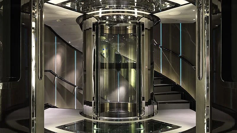 a large metal machine aboard SEALION Yacht for Sale