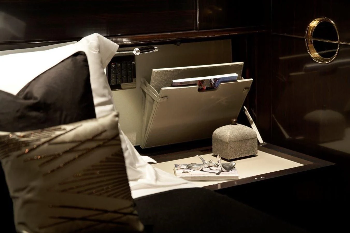 a person in a bed aboard SEALION Yacht for Sale