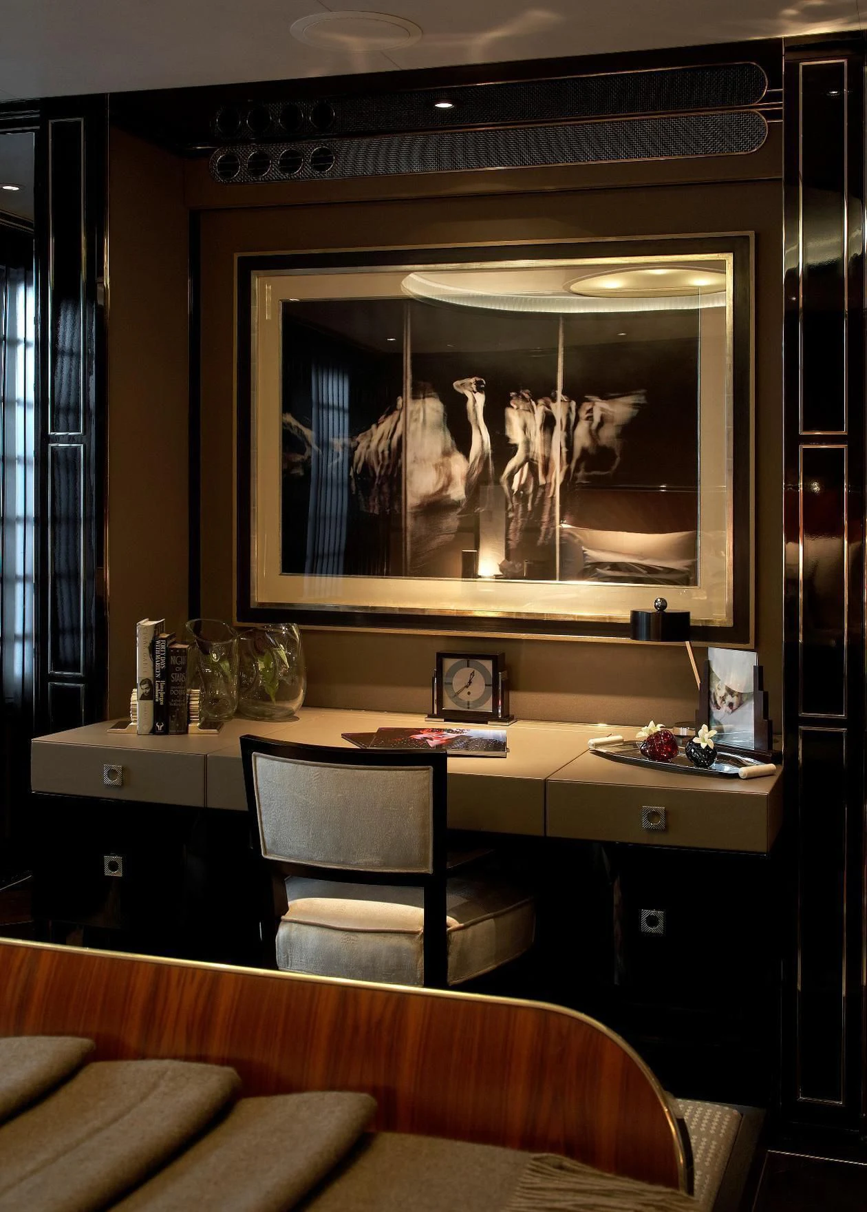 a room with a table and chairs aboard SEALION Yacht for Sale