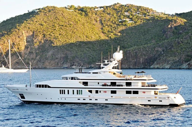a white yacht on the water aboard SEALION Yacht for Sale