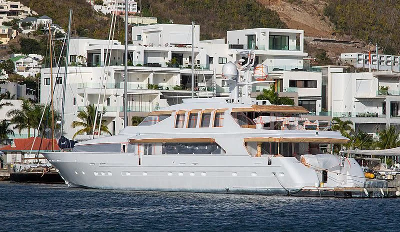 a large white boat in the water aboard SURINA Yacht for Sale