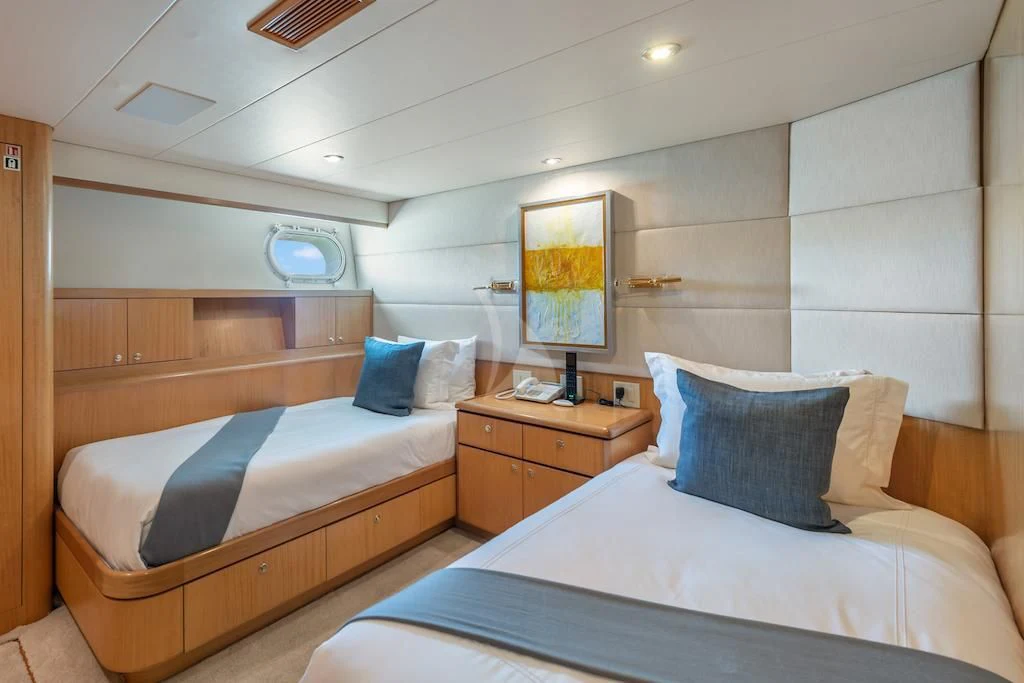 a couple of beds in a room aboard SURINA Yacht for Sale