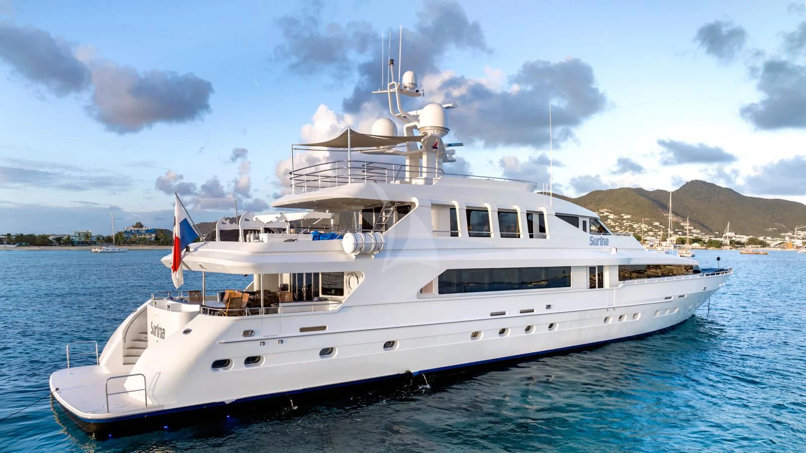 a white boat in the water aboard SURINA Yacht for Sale