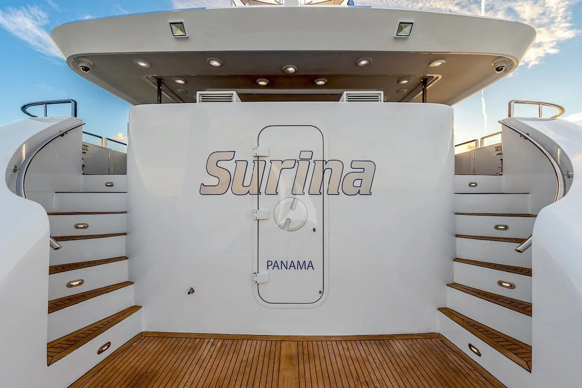 a white box with a logo on it aboard SURINA Yacht for Sale