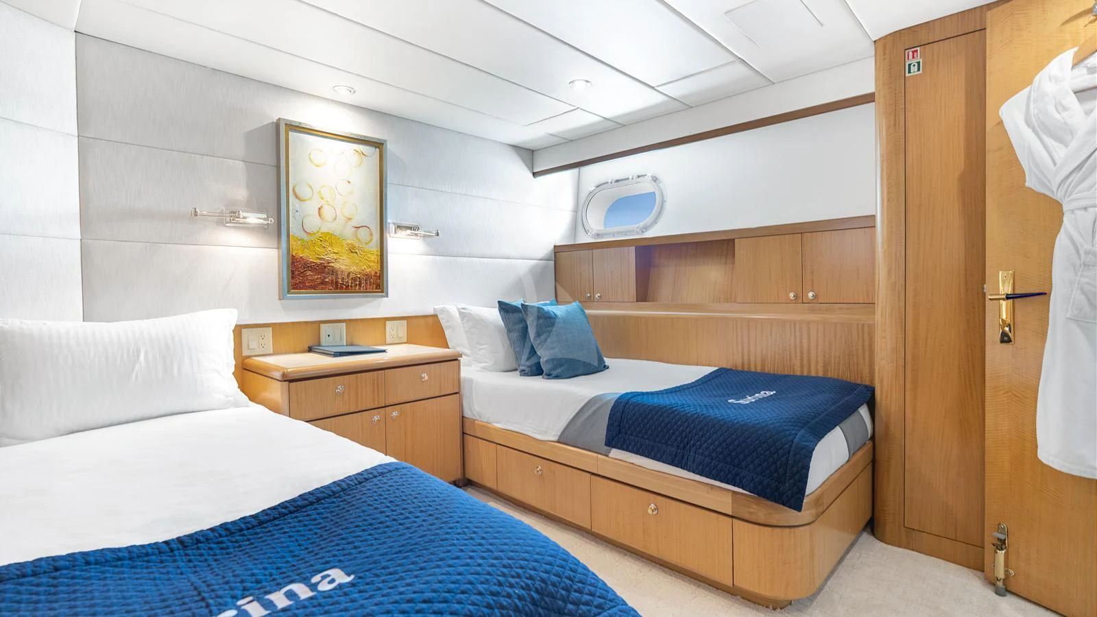 a couple of beds in a room aboard SURINA Yacht for Sale