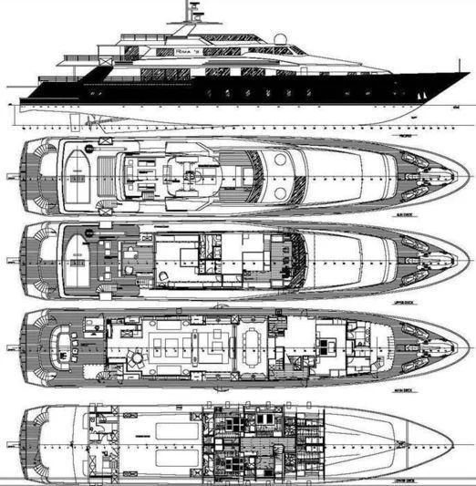 diagram, engineering drawing aboard EGO Yacht for Sale