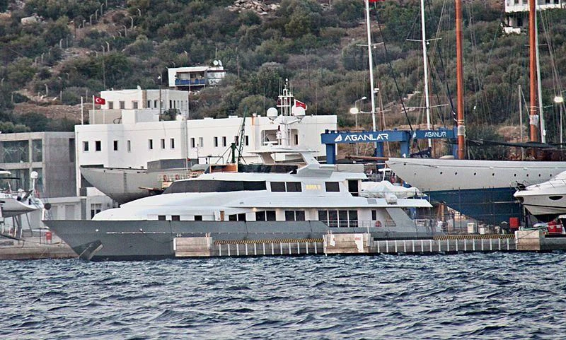 a large white boat in the water aboard EGO Yacht for Sale