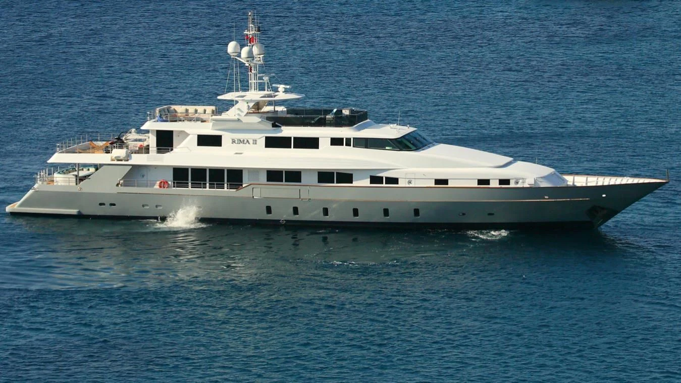 a large white ship in the water aboard EGO Yacht for Sale