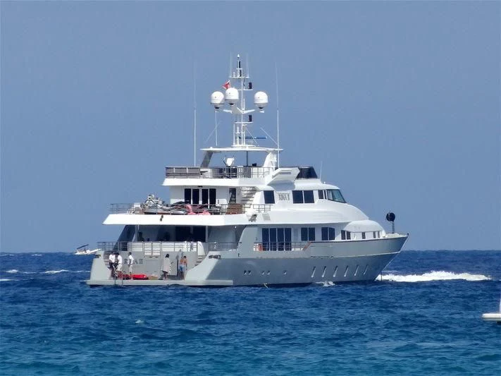 a large white boat in the water aboard EGO Yacht for Sale