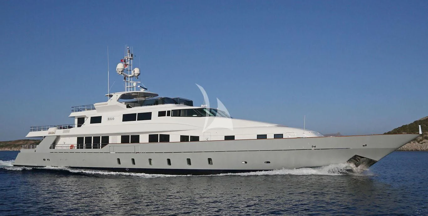 a large white ship aboard EGO Yacht for Sale