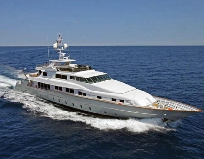 a large white ship aboard EGO Yacht for Sale