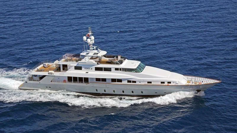 a large white boat aboard EGO Yacht for Sale