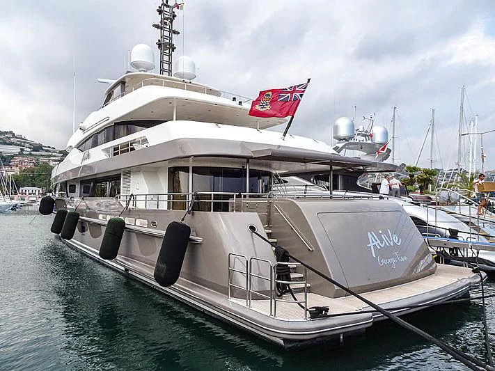 a large boat in the water aboard ARES Yacht for Sale