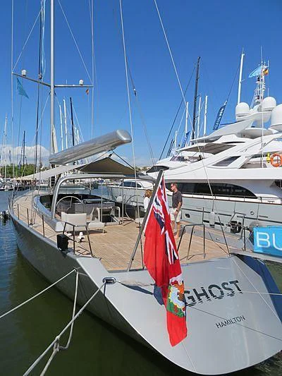 a person standing on a boat aboard GHOST Yacht for Sale