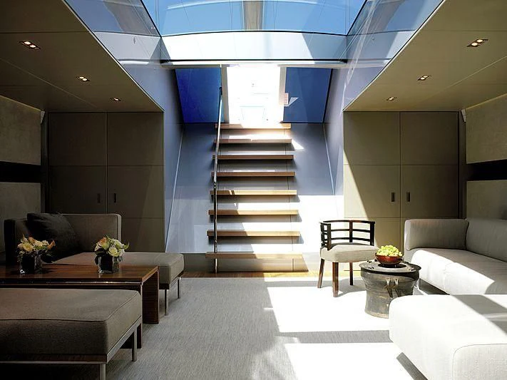 a modern looking living room aboard GHOST Yacht for Sale