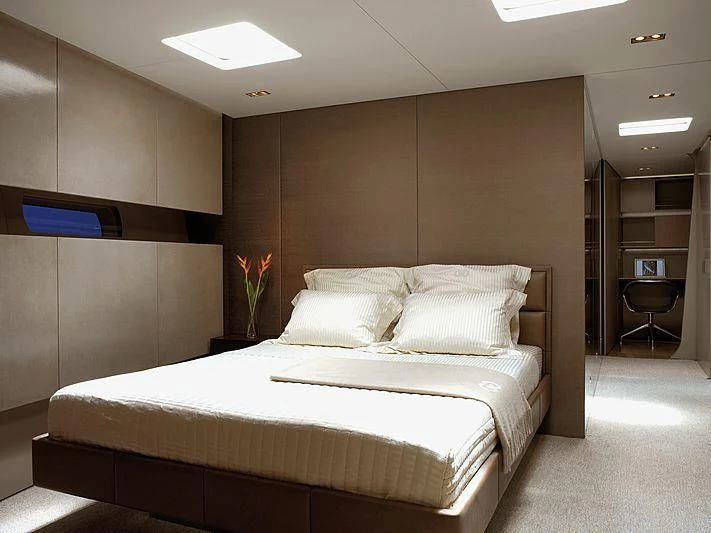 a room with two beds aboard GHOST Yacht for Sale