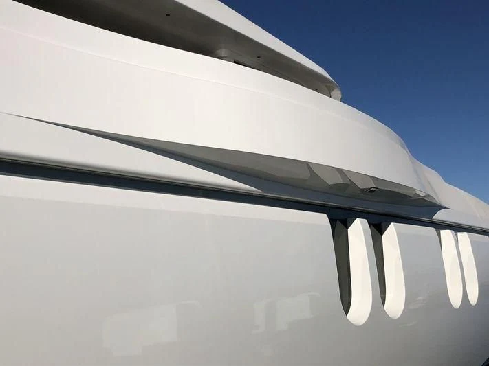 a close-up of a plane wing aboard WHITE RABBIT Yacht for Sale