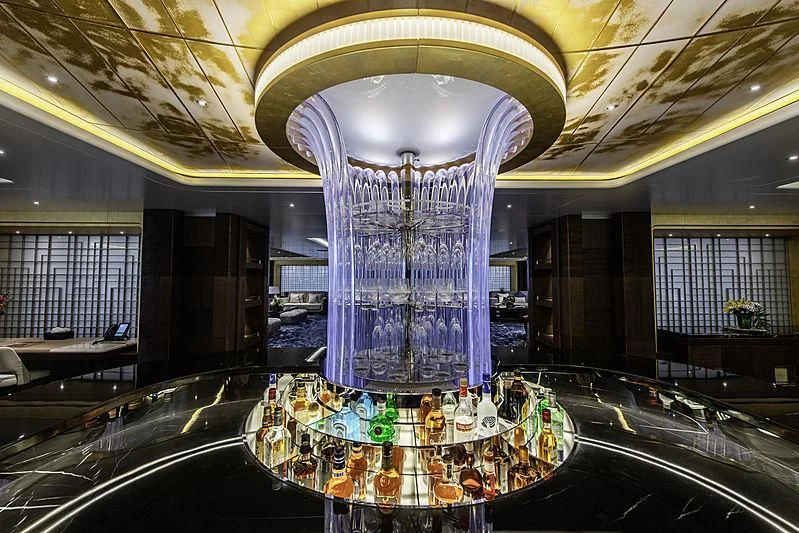 a large chandelier in a building aboard WHITE RABBIT Yacht for Sale