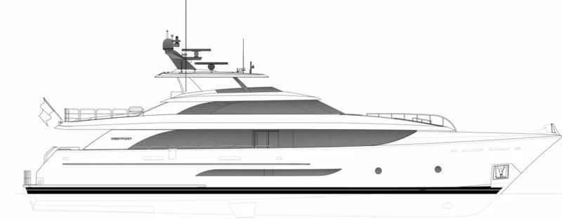 a black and white image of a ship aboard FLAMINGO DAZE Yacht for Sale