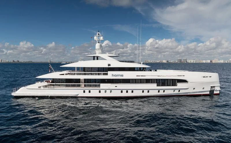 a white yacht in the water aboard HOME Yacht for Charter
