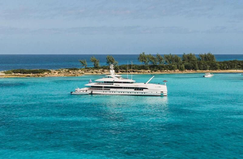 a boat in the water aboard HOME Yacht for Charter
